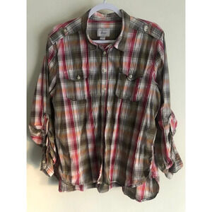G.H. Bass plaid button down shirt sz XXL